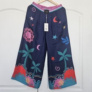 Johnny Was Jade Julissa Cropped Pants Paloma Island Print NWT Size S